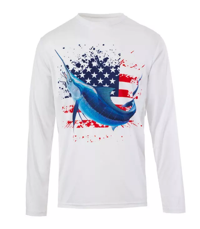 Men Performance Long Sleeve Crew Top Marlin Fish Graphic-7610509 — 7610509 / XS / 755695174955