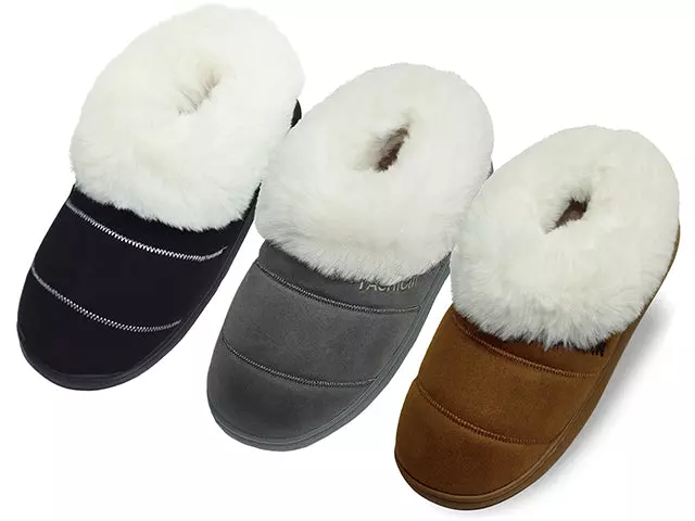 W3380LA - Wholesale Women's Microfiber Faux Fur Cuff Closed Back Soft Slippers