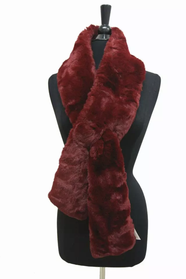 HX209 Solid Color Faux Fur Wrap/Scarf for Winter — Red