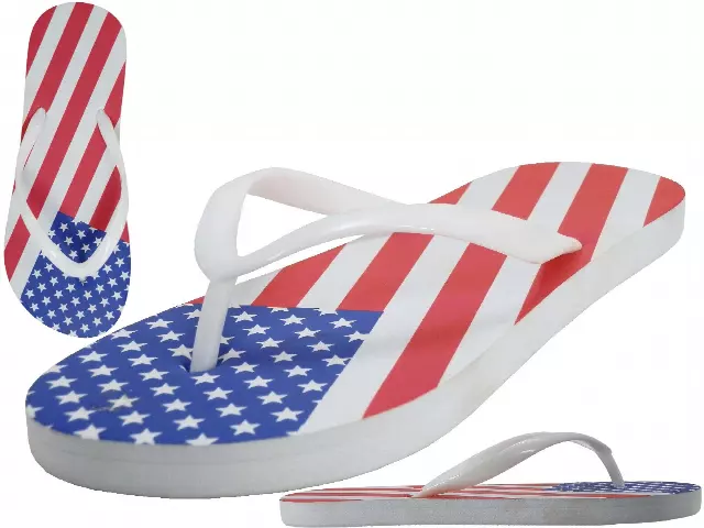 M2290 - Wholesale Men's "Easy USA" US Flag Print on Top Rubber Flip Flop Sandals