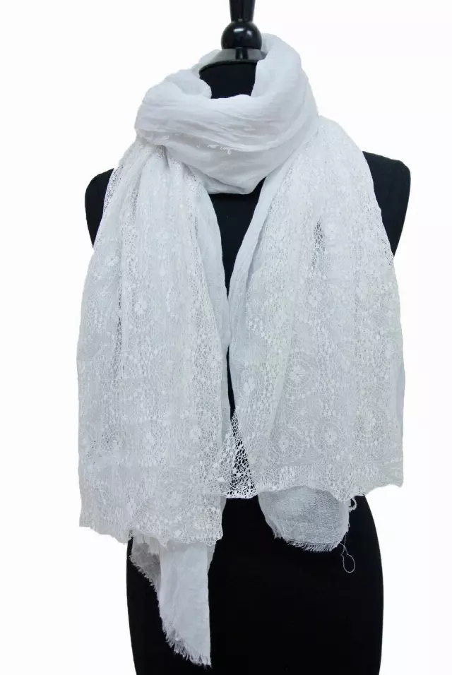 21509 Spring Lace Scarf — White