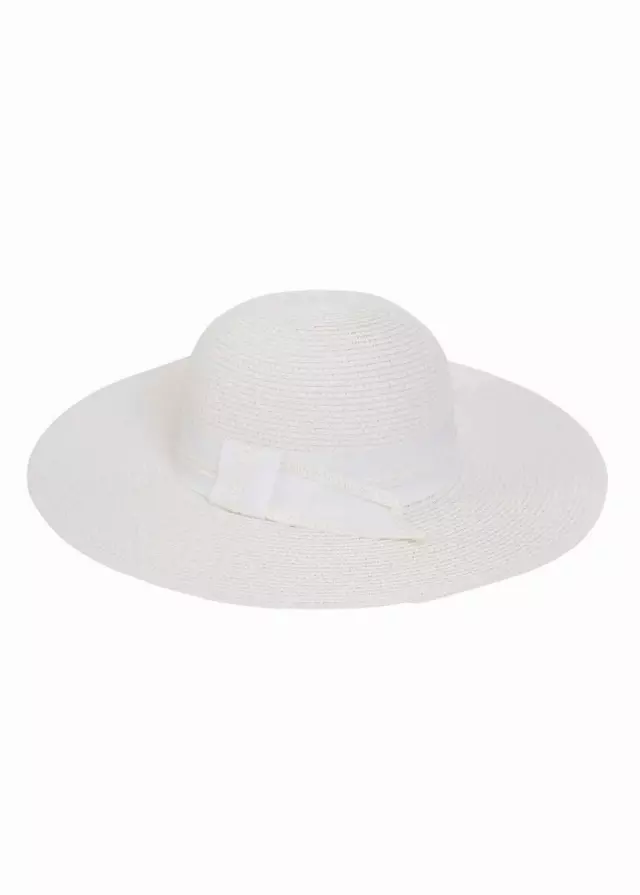 Magid Ribbon Straw Floppy Hat — WHITE