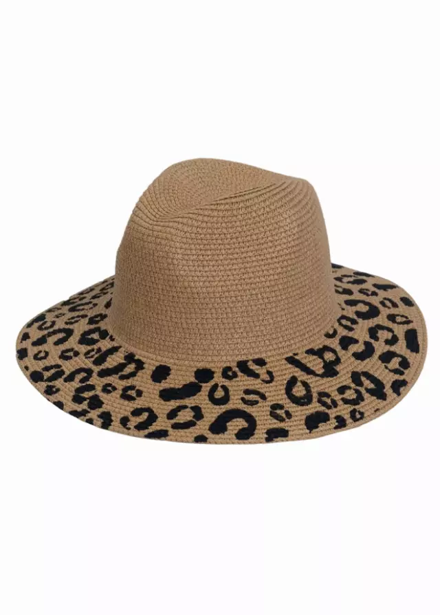 Magid Straw Leopard Print Brim Panama Hat — TOAST