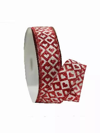 HTSD09 – Red / White hearts with diamonds 50 yards-“each” Min 2 bolts – Case 24 Bolts