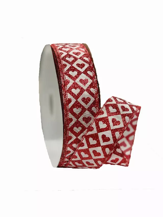 HTSD09 – Red / White hearts with diamonds 50 yards-“each” Min 2 bolts – Case 24 Bolts