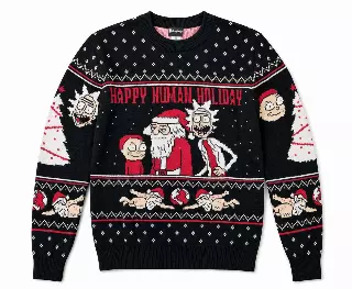 RICK AND MORTY CHRISTMAS KNIT SWEATER BLACK
