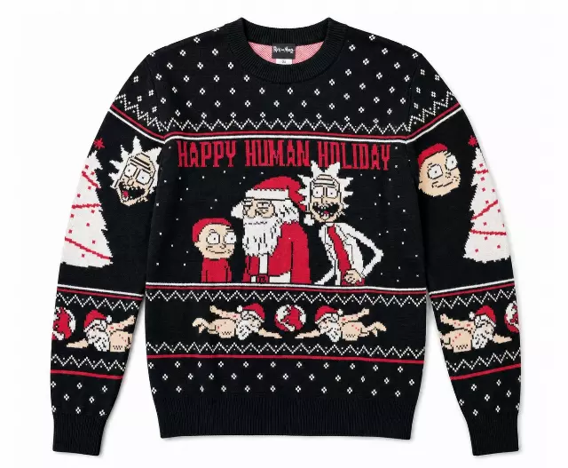 RICK AND MORTY CHRISTMAS KNIT SWEATER BLACK