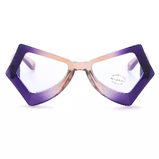 Fashion Angular Cat Eye BLB Glasses with Two-Tone Transparent Frame P10981BLB