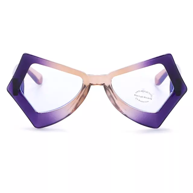 Fashion Angular Cat Eye BLB Glasses with Two-Tone Transparent Frame P10981BLB
