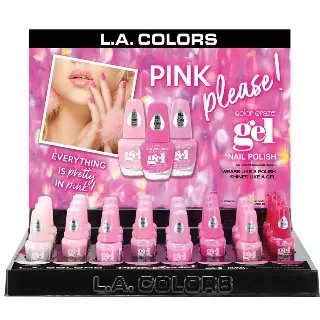 L.A. Colors Pink Please Gel Polish - Wholesale Display 24 Units (CLAC495)