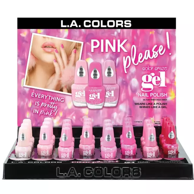 L.A. Colors Pink Please Gel Polish - Wholesale Display 24 Units (CLAC495)