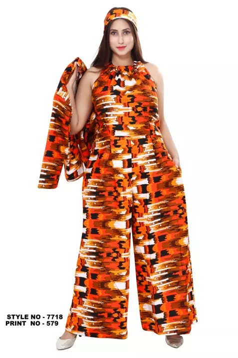7718 -2 pc Jumpsuit - $28.00 Each (3 pcs per pack) — Free Size / Print-579