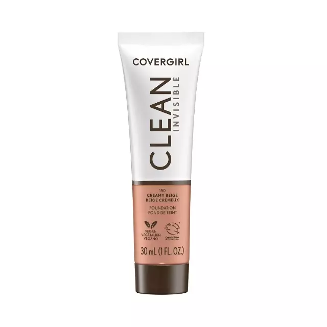 COVERGIRL Clean Invisible Liquid Foundation, 150 Creamy Beige, 1.0 fl oz
