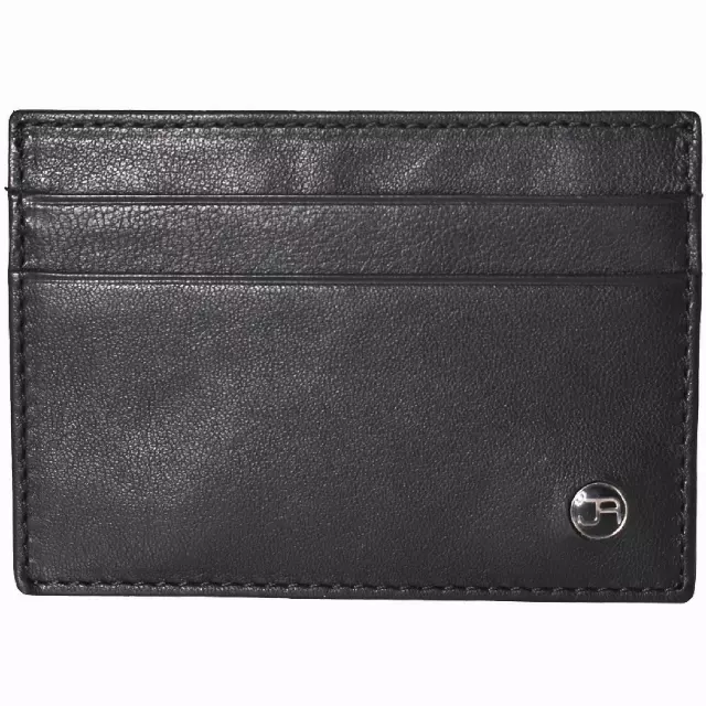 Jack Abrahams Goat Nappa Leather Card Case Front Pocket Wallet Black