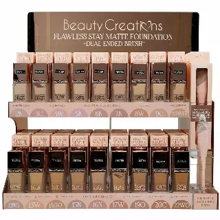 Beauty Creations Flawless Stay Matte Foudation - Wholesale Display 90 Units + 18 Tester + 6 Brushes (FSMF-AD18)