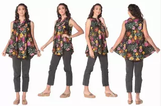 #577-5702XX Tropical Print Flowing Top-1X-3X – $5.65 each (12 Pieces)