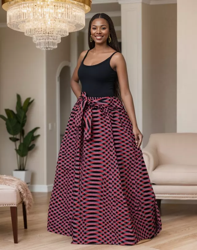 6011A - NEW PRINT ALERT!! - Three Panel Elastic African Print Skirt (3/Pk) - Free Size - $12.00 Each — Free Size / Print-442