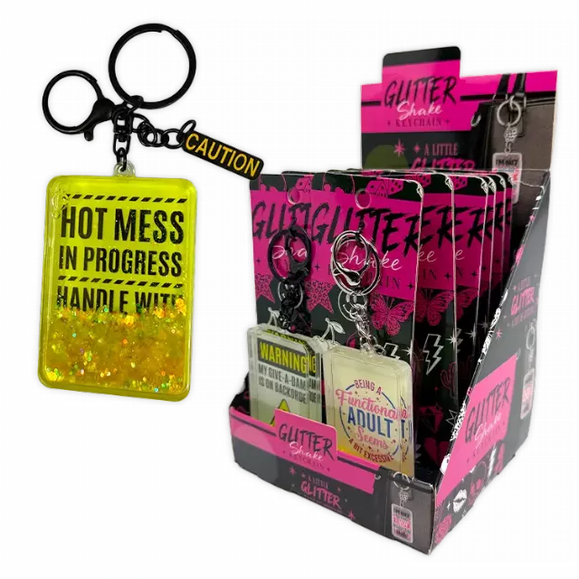 Glitter Shake Keychain - 12 Pieces Per Retail Ready Display 26664