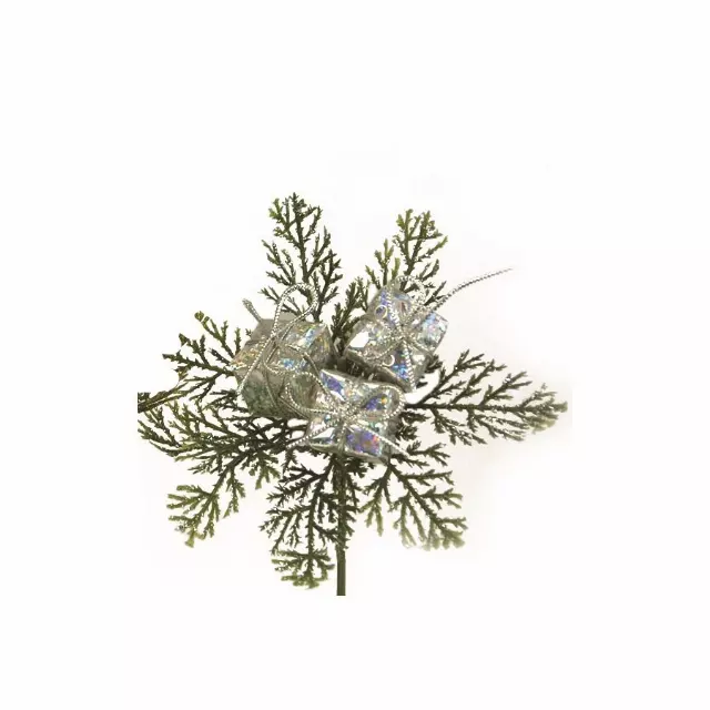 CEX04430SILVER – 7” Glitter Pine Package Pick- Min 1 dz – Case Pk 120 dz