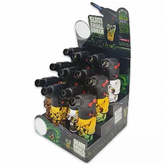 Metallic Slim Skull Torch Lighter - 12 Pieces Per Retail Ready Display 23770