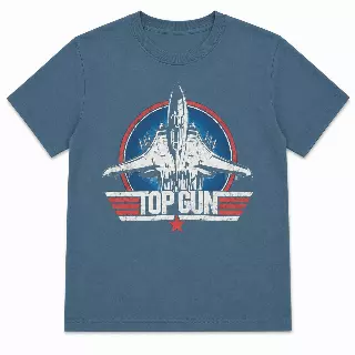 JUNIOR GIRLS TOP GUN MOVIE LOGO T-SHIRT HTR INDIGO
