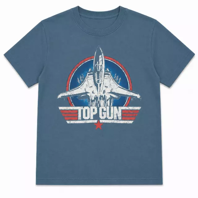 JUNIOR GIRLS TOP GUN MOVIE LOGO T-SHIRT HTR INDIGO