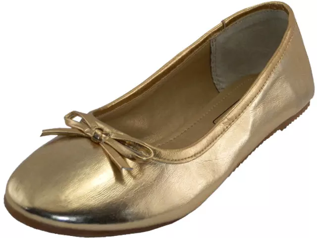 S8500L - Women's "Easy USA" Comfort Soft PU Upper Ballet Flat Shoes — Gold (S8500L-Gold) / 5-10 Assorted