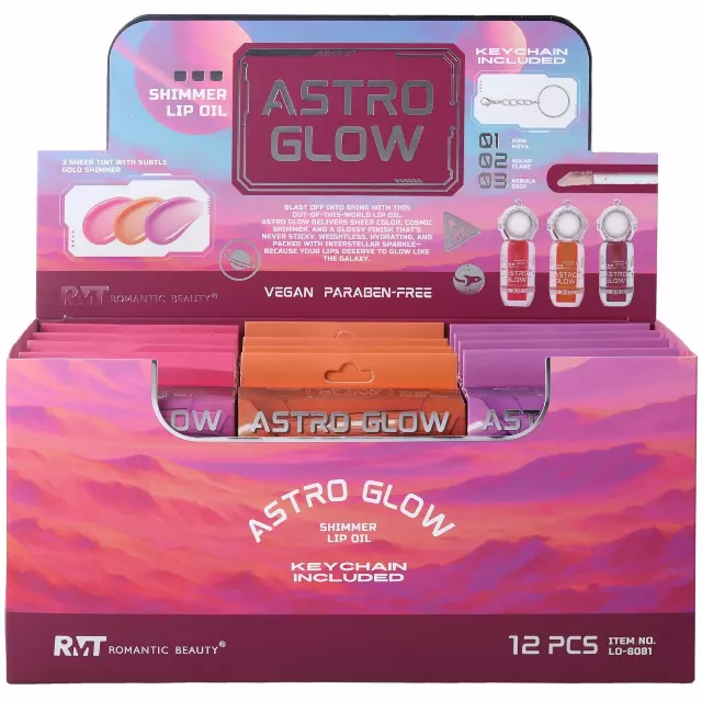 Romantic Beauty Astro Glow Shimmer Lip Oil - Wholesale Display 12 Units (LO-8081)