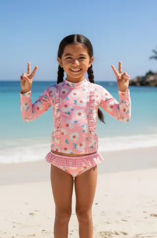 KH3027 Kids Long Sleeve Pink Ruffled
