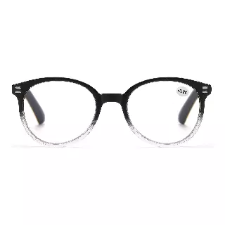 Unisex Round Readers Fashion Clear Lens Eyewear with Horizontal Silver Stud Accents RJ11094 — +3.75