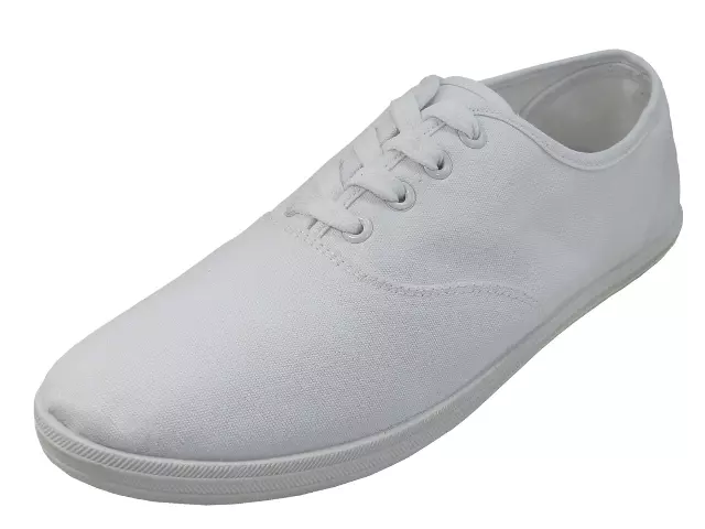 S324M - Men's "Easy USA" Comfortable Casual Canvas Lace Up Shoes — White (S324M-W) / 12