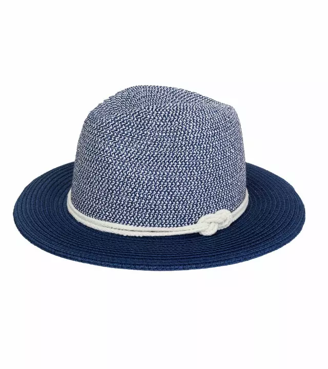 Magid Rope Two Tone Straw Panama Hat — NAVY
