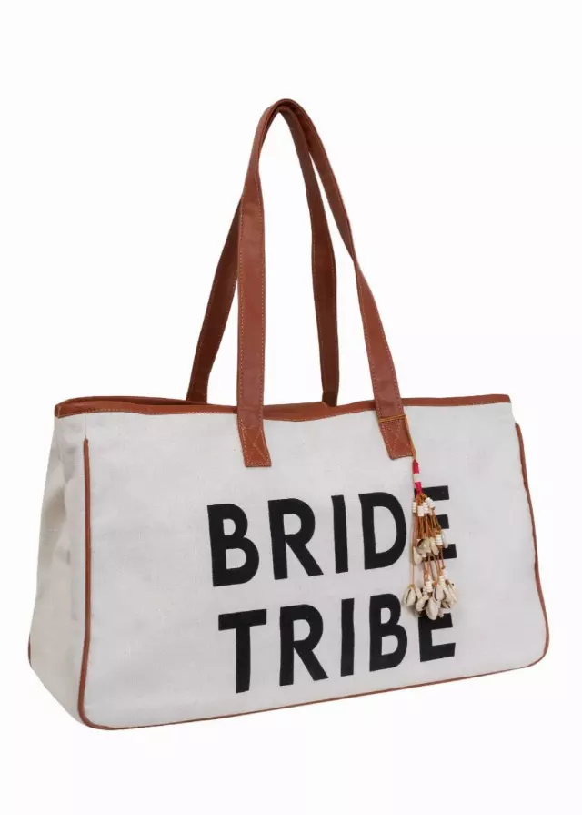 Magid Canvas Slogan Tote "BRIDE TRIBE"