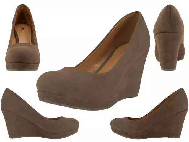91943L - Women's Micro Suede 3½" Wedge Shoes — Taupe (91943L-T) / 6-11 Assorted