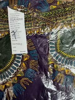 6009 - Camo & Dashiki Pants - ON SALE - $10.00 Each- 3 pcs in a pack — VIOLET/GREEN