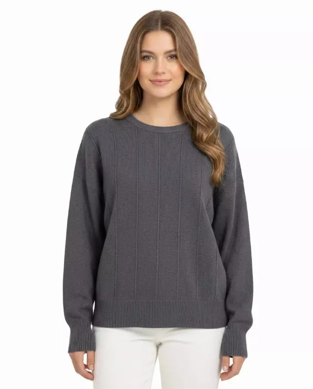 Stripe Detail Sweater #02 — Charcoal / S/M-L/XL