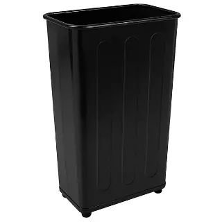 3x Rubbermaid FGWB96RBK Commercial Steel Wastebaskets — 1x Pallet of Eight Cases of Wastebaskets (24 total)