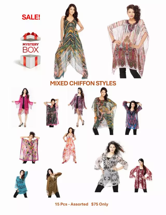 Mystery Box of Chiffon Styles - Mixed Sizes (15 Pcs) Only for $75 - $5 EACH