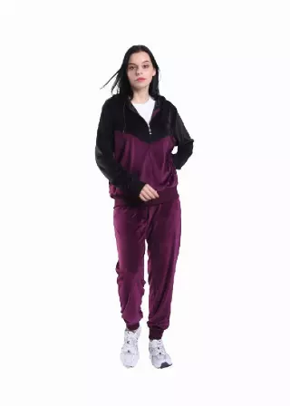 Women's Velvet Hooded Sweatshirt and Sweatpants 2 Pc Set- Style #LJS500-$15.00/Unit - 12pcs/cs - PLEASE SEE DESCRIPTION — Purple