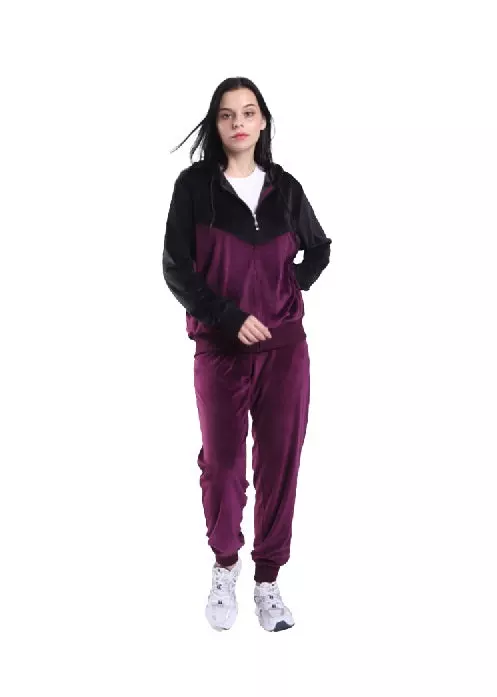 Women's Velvet Hooded Sweatshirt and Sweatpants 2 Pc Set- Style #LJS500-$15.00/Unit - 12pcs/cs - PLEASE SEE DESCRIPTION — Purple