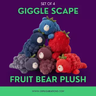 GiggleScape Fruit Bear Plush lot · 4 units · as is
