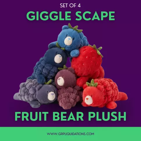 GiggleScape Fruit Bear Plush lot · 4 units · as is