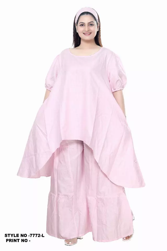 7772L Linen Cotton 2pc Pant Set - NEW COLORS ADDED - $30.00 Each (3 pcs per pack) — Free Size / Pink
