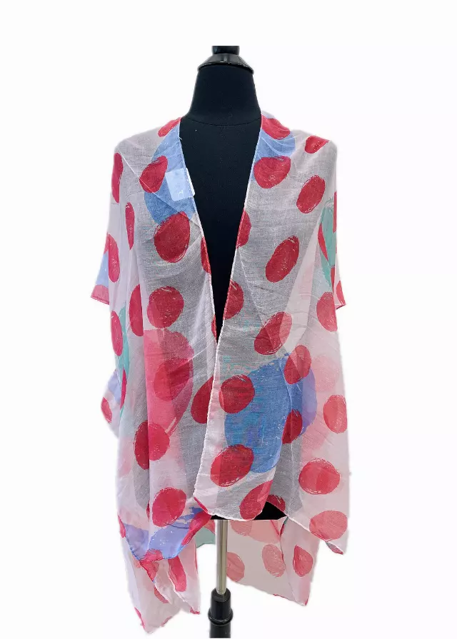 C13 Polka Dots Colorful Spring Kimono — Pink