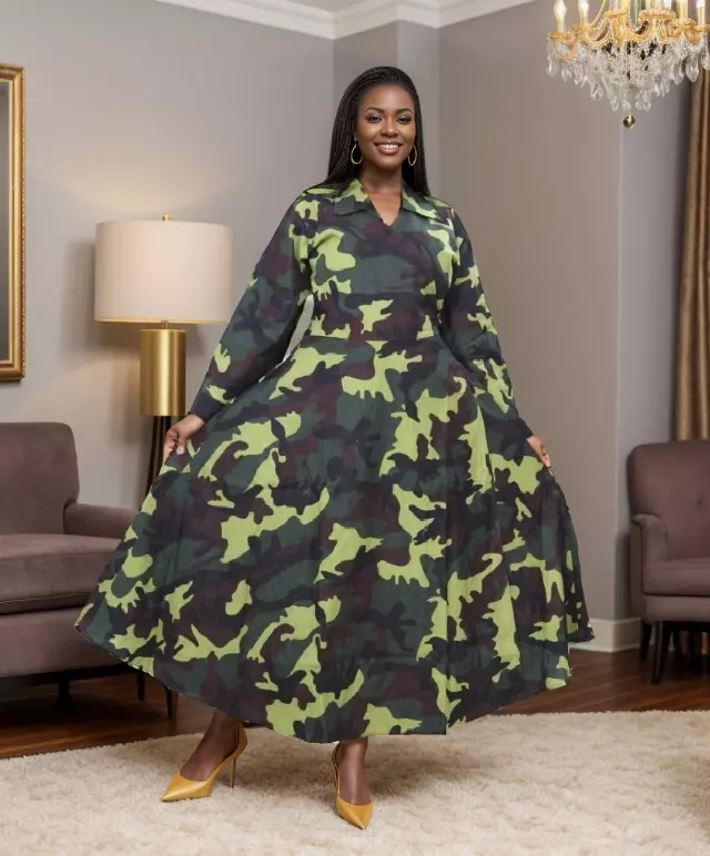 8007 - Collared Wrap Dress (3/pk) Free Size - $25.00 Each — Free Size / Print-340A