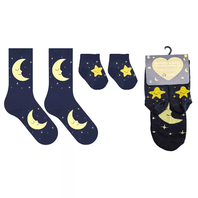 Mommy & Baby Matching Socks Set – Non-Slip Baby (0–6 Months) — Night