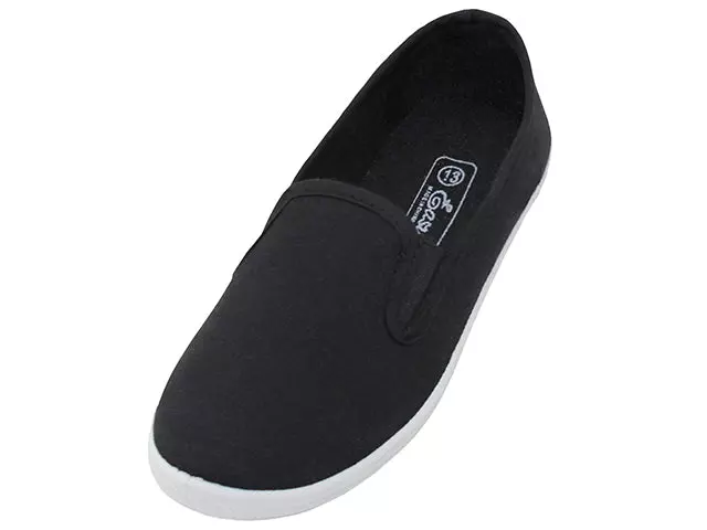 S316G - Children's "Easy USA" Slip on Twin Gore Canvas Shoes — Black (S316G-Bk) / 11-4 Assorted