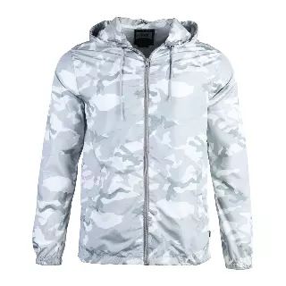Men's Water-Resistant Lightweight Hooded Windbreaker - Camo