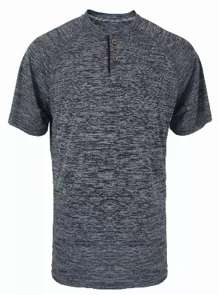 Men's Performance Henley Shirt w/ Mélange - Style #LHT9- $7.50 /Unit MINIMUM 24 PCS - PLEASE SEE DESCRIPTION - S-2XL — Charcoal