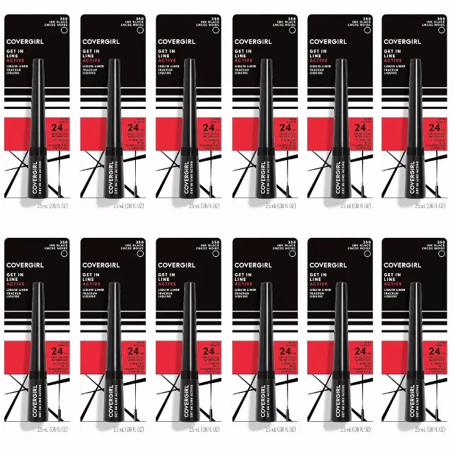 Covergirl Get In Line Active Eyeliner 350 Ink Black - Wholesale 12 Units (COV-LIQ350)
